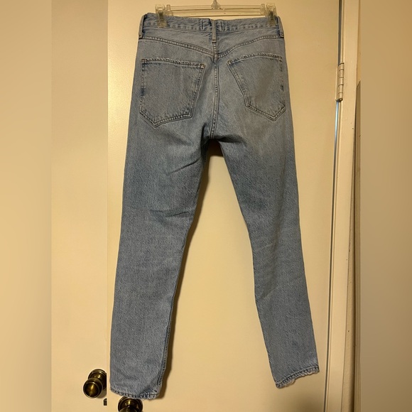 AGOLDE Jamie High-Rise Classic-Fit Button Fly Ankle Distressed Jeans Blue 25 - Picture 3 of 5